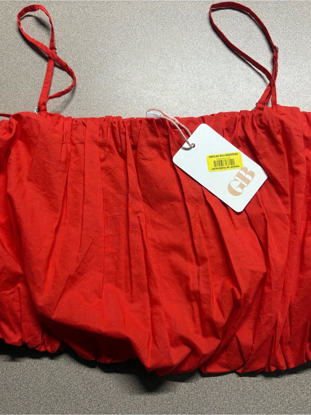Gianni Bini Red Gathered Bubble Hem Crop Top